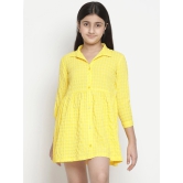 Oxolloxo Yellow Checked Satin Shirt Midi Dress