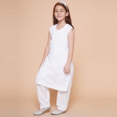 Arshia Fashions White Cotton Blend Girls Salwar Kameez Set ( Pack of 1 ) - None