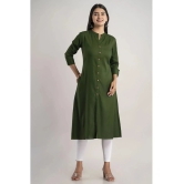 MAUKA - Green Rayon Womens Front Slit Kurti ( Pack of 1 ) - None