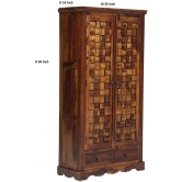 Solid Teak Wood 2 Door With Drawers Wardrobe-Brown