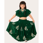 Girls Georgette Embroidered Readymade Lehenga Choli-Green / 5 Years-6 Years