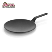 Softel 26cm Pre-Seasoned Cast Iron Roti Tawa - Gas and Induction Friendly, Stick Handle, Black (10 inch)