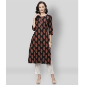 Divena - Black Cotton Womens Straight Kurti - L