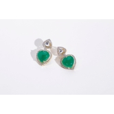 Trendy Heart Shaped Emerald and Swarovski Earrings