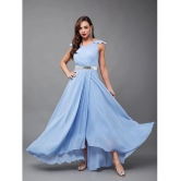 Miss Chase Georgette Solid Full Length Womens Gown - Blue ( Pack of 1 ) - None