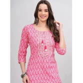 JC4U Cotton Printed Straight Womens Kurti - Pink ( Pack of 1 ) - None