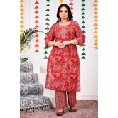 Swasti Cotton Printed Straight Womens Kurti - Maroon ( Pack of 1 ) - None