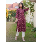 Vbuyz Cotton Printed Straight Womens Kurti - Purple ( Pack of 1 ) - None