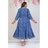 Swasti Cotton Blend Printed Anarkali Womens Kurti - Blue ( Pack of 1 ) - None