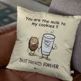 Indigifts Friendship Day Best Friends Forever Printed Satin Cushion Cover for Bestie-Roommate-Hostel-BFF, 16X16 Inch