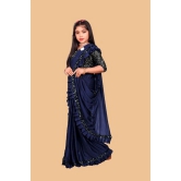 JULEE - Navy Blue Lycra Girls Saree ( Pack of 1 ) - None