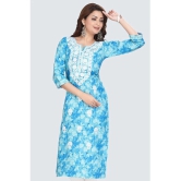 Meher Impex Cotton Embroidered Straight Womens Kurti - Blue ( Pack of 1 ) - None