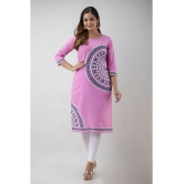 FABRR - Pink Cotton Women's Straight Kurti ( Pack of 1 ) - None