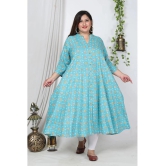 Swasti Cotton Blend Printed Flared Womens Kurti - Blue ( Pack of 1 ) - None