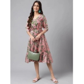 Janasya - Pink Satin Womens Fit & Flare Dress ( Pack of 1 ) - None