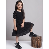 MINI & MING Girls Puff Sleeve Georgette Fit & Flare Dress