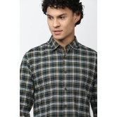 Men Green Super Slim Fit Check Full Sleeves Casual Shirt