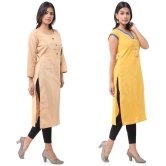 DESHBANDHU DBK - Multicolor Cotton Womens Straight Kurti ( Pack of 2 ) - None