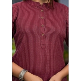 Juniper Cotton Striped Straight Womens Kurti - Maroon ( Pack of 1 ) - None