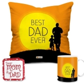 Indigifts Fathers Day Gifts Best Dad Ever Printed Orange Cushion Cover 12