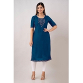 Kapadia - Teal Rayon Womens Straight Kurti ( Pack of 1 ) - None