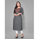 RIAANA - Grey Rayon Women's Straight Kurti ( Pack of 1 ) - None