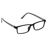 Hrinkar Trending Eyeglasses: Black and Grey Rectangle Optical Spectacle Frame For Men & Women |HFRM-BK-GRY-15