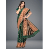 Om Shantam Sarees - Green Art Silk Saree With Blouse Piece ( Pack of 1 ) - Green