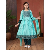 Aarika Sea Green Rayon Girls Anarkali Suit Set ( Pack of 1 ) - None