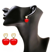 Red Cherry Earrings with Pearl Accents For Women & Girls - Design 4