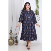 Swasti Cotton Blend Printed Anarkali Womens Kurti - Blue ( Pack of 1 ) - None