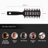 Urbane Home Hair Brush, Flexible Bristles, Paddle, Quick Drying, All Hair Types, Round Vented, 2 Piece, Black, C13-X-BLK-Urbane Home Hair Brush | Flexible Bristles | Paddle | Quick Drying | All H