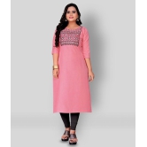 Rangrasiya - Pink Cotton Blend Women's Straight Kurti ( Pack of 1 ) - M