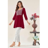 Glomee - Maroon Viscose Women's Tunic ( Pack of 1 ) - None