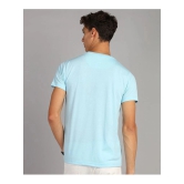 XFOX Cotton Blend Regular Fit Solid Half Sleeves Mens Round T-Shirt - Aqua Blue ( Pack of 1 ) - None