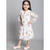 MINI & MING Girls Floral Print Tie-Up Neck Puff Sleeve A-Line Dress