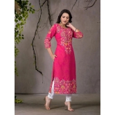 Juniper Rayon Embroidered Straight Womens Kurti - PINK ( Pack of 1 ) - None