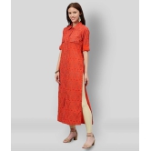 KIPEK - Orange Cotton Womens Straight Kurti ( Pack of 1 ) - 3XL