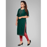 Kapadia - Green Rayon Womens Straight Kurti ( Pack of 1 ) - None