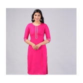 MAUKA Rayon Solid Straight Womens Kurti - Pink ( Pack of 1 ) - None