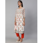 Antaran Cotton Printed Anarkali Womens Kurti - White ( Pack of 1 ) - None