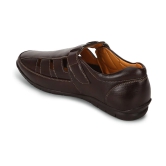 UrbanMark Men Comfortable Faux Leather Slip-On Floaters Sandals- Brown - None