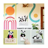 Zyozi Panda Theme Wall Sticker, Wall Sticker for Home, Animals Wall Sticker, Wall Sticker for Kids - Wall Stickers for Home Wall Decorations (Pack of 9) - Black