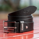 Red Tape Formal Black Leather Belt For Men | Textured Leather Belt | Classic and Durable