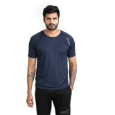 Men Solid Round Neck Polyester Blue T-Shirt