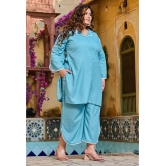 PrettyPlus by Desinoor.com Blue Solid Palazzo Top Set - None