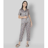 Smarty Pants - Light Grey Satin Womens Nightwear Nightsuit Sets ( Pack of 1 ) - 2XL