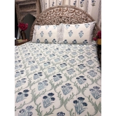 Hand Block Cotton Bedsheet | Lily Blue Bedsheet-King