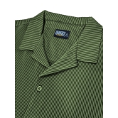 Stripe Textured Olive Half Sleeve Shirt-L / Olive