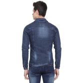 Rodamo Men Navy Blue Solid Denim Jacket